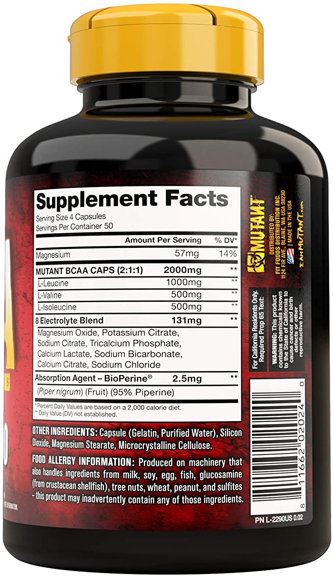 Mutant BCAA 200capsules Supplement Kingdom